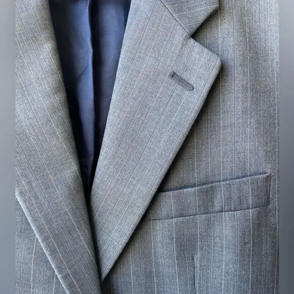 Ralph Lauren Canada 100% Wool Gray Striped Blazer Sport Jacket 38R *EXCELLENT* - Picture 3 of 13